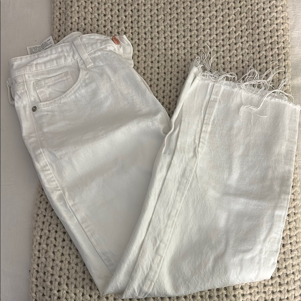 White Frayed Hem Women's Jeans